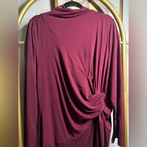 Elegant Burgundy Draped Dress